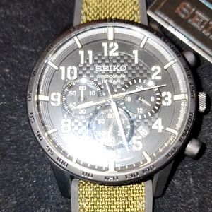 Seiko Men's Chronograph Watch W/ Canvas Strap